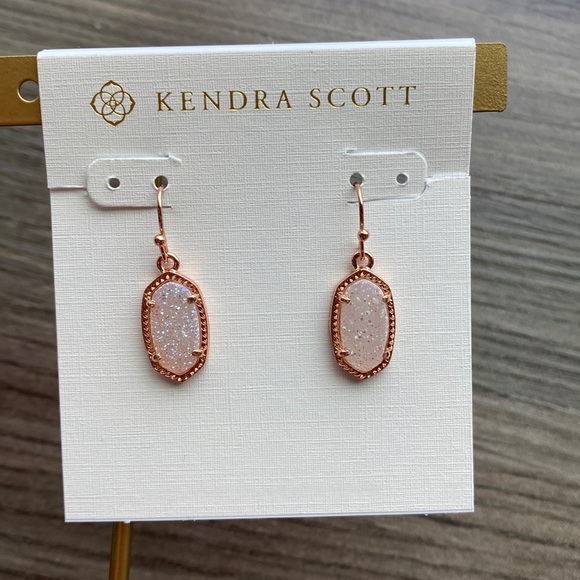 Kendra Scott Lee Drop Earrings in Iridescent Drusy, Rose Gold - Picture 2 of 4